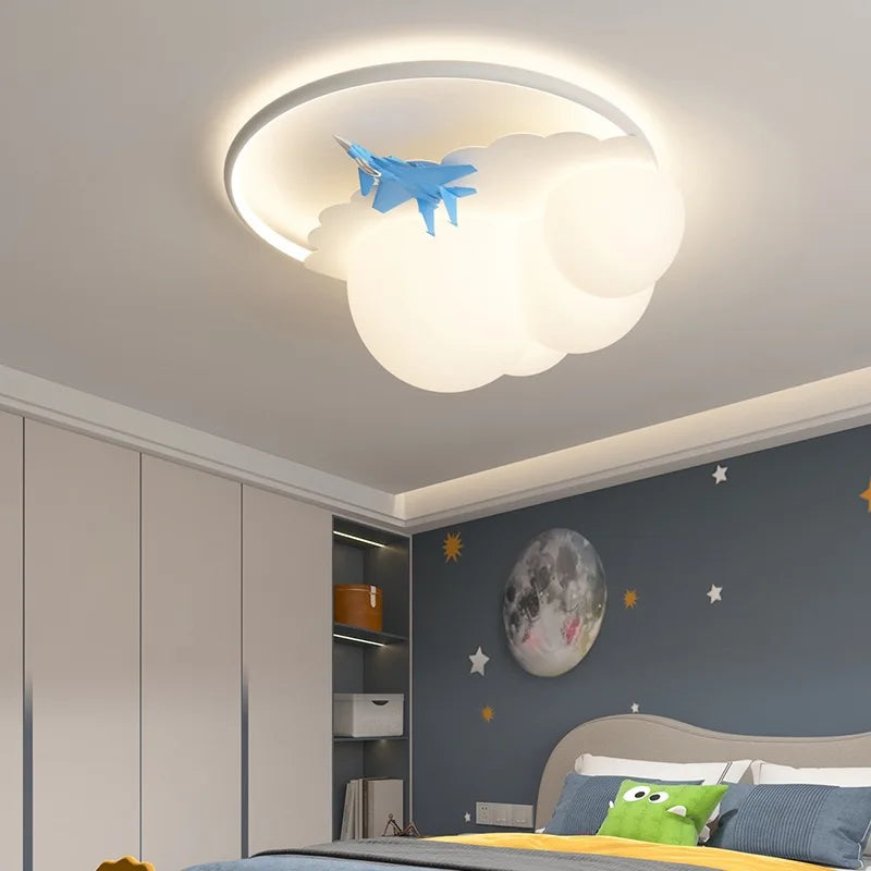 DecorBites™ Kids Cloud Airplane Ceiling Light: Modern LED Bedroom Chandelier for Boys and Girls