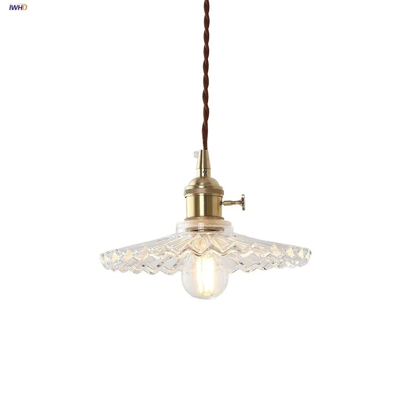 DecorBites™ Glass Copper LED Pendant Lamp with Wire Adjustment & Knob Switch