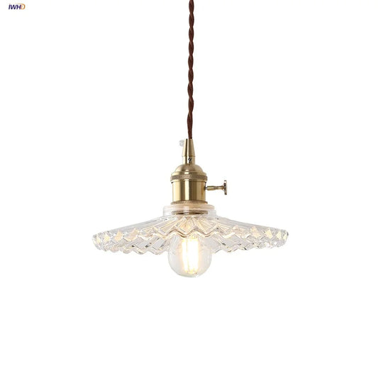 DecorBites™ Glass Copper LED Pendant Lamp with Wire Adjustment & Knob Switch