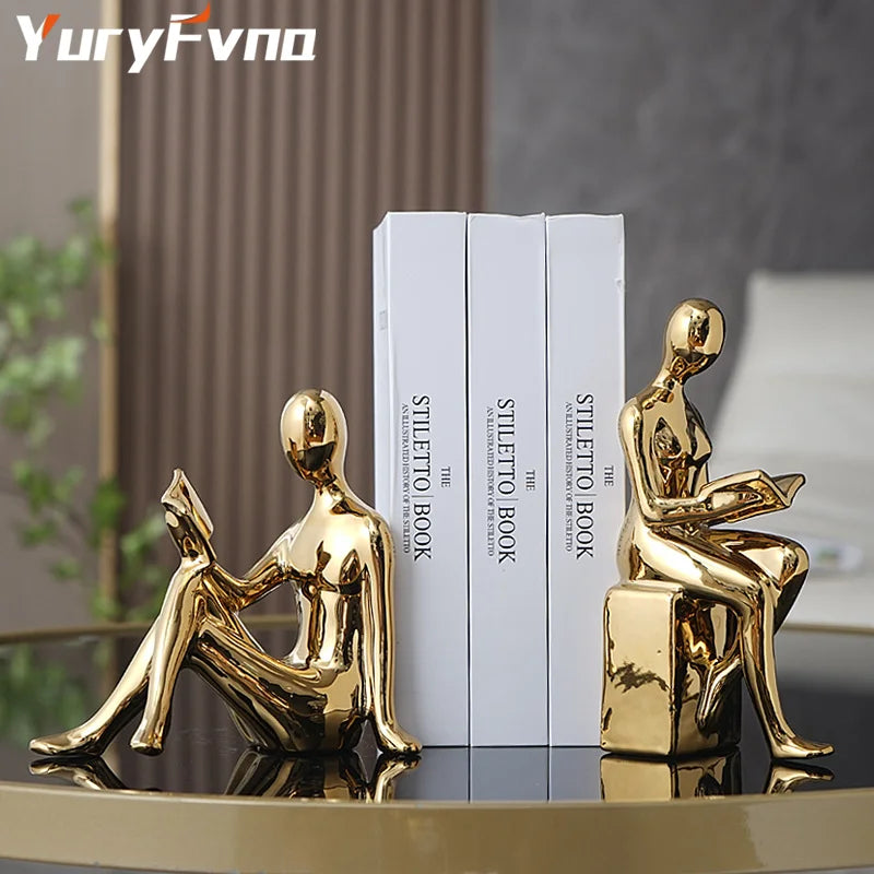 DecorBites™ Abstract Figure Bookend Set for Stylish Home Decor & Study Room Ornaments