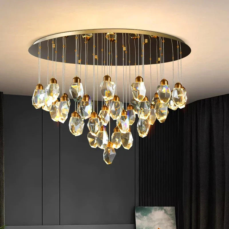 DecorBites™ Crystal Chandelier: Luxury Pendant Light for Living and Dining Room