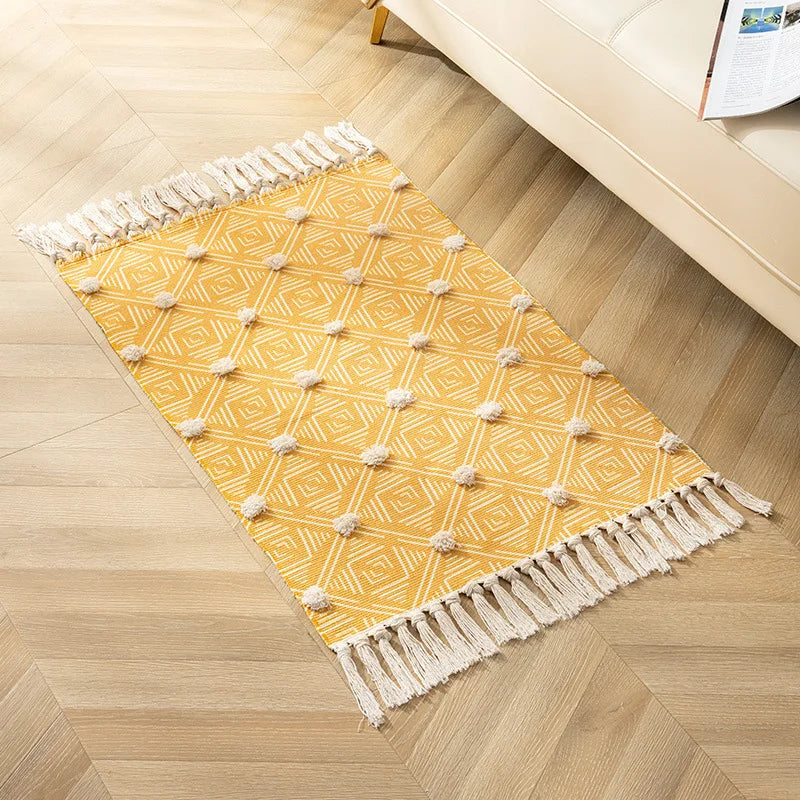 DecorBites™ Handmade Nordic 3D Tassel Floor Mat - Yellow 60*90cm
