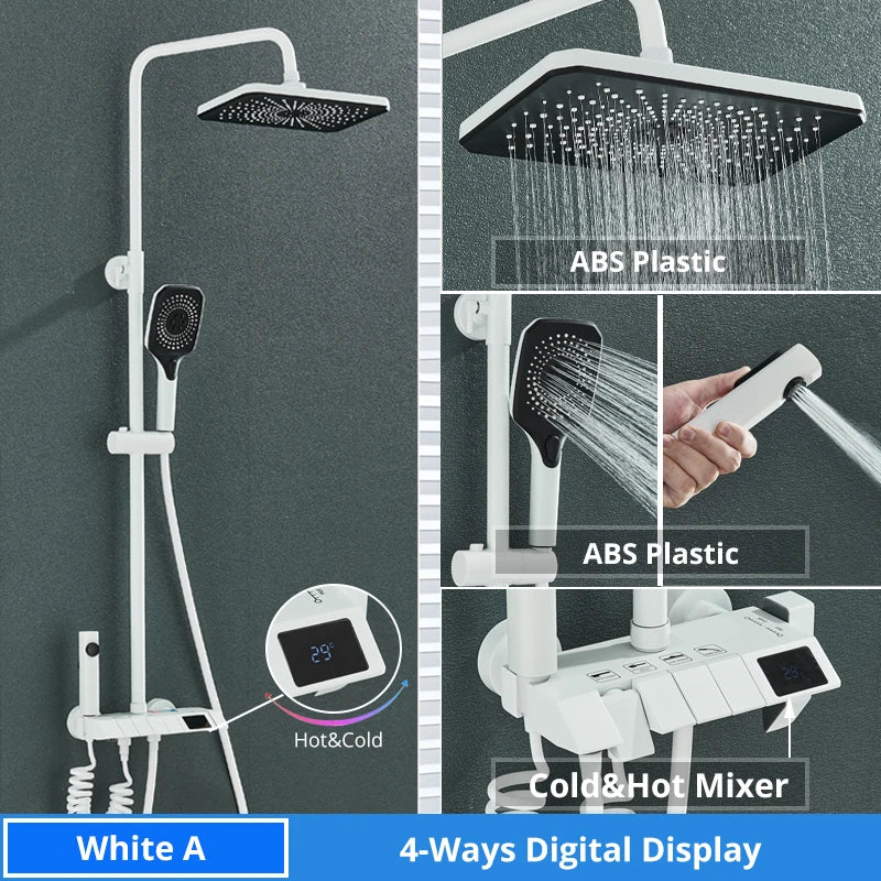 DecorBites™ Digital Rainfall Shower System Mixer Set 4-way Bathroom Faucets Kit