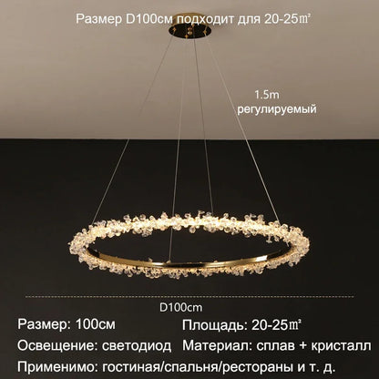 DecorBites™ Golden Crystal LED Round Chandelier for Luxury Indoor Lighting