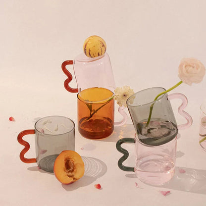 DecorBites™ Handmade Glass Mug High Borosilicate Heat-resistant Tea Coffee Cup