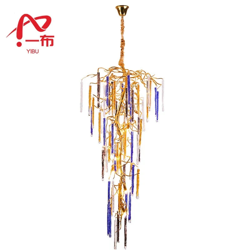 DecorBites™ Crystal Pendant Chandelier - Elegant Ceiling Light for Villa Stairwell & Hotel
