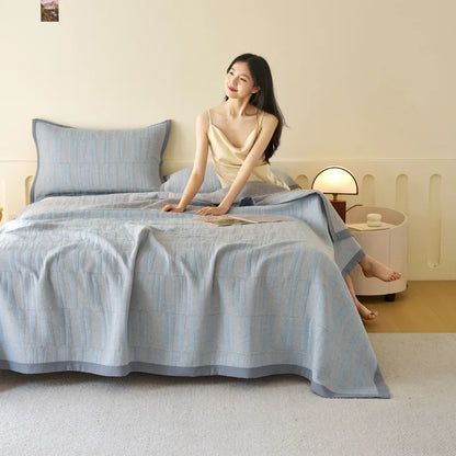 بطانية منشفة قطنية ثلاثية الطبقات مع وسادة من DecorBites™ - لحاف صيفي رائع