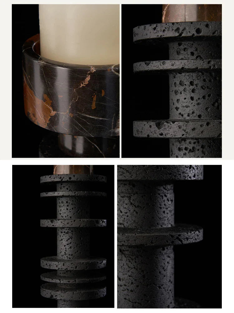 شمعدان عمودي من الرخام الأسود من DecorBites™ لقطع مركزية أنيقة للطاولة