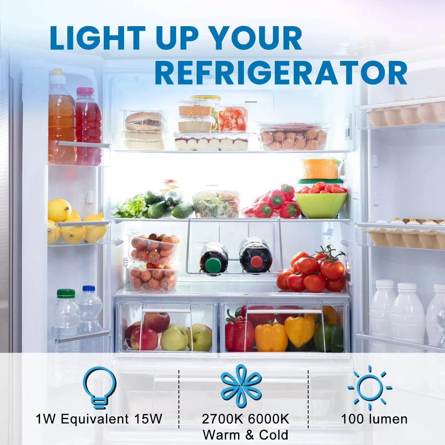 DecorBites™ Dimmable 1W Tubular LED Light Bulbs, E27 Base, 2700K-6000K, Frosted - Ceiling Fan, Refrigerator