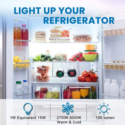 DecorBites™ Dimmable 1W Tubular LED Light Bulbs, E27 Base, 2700K-6000K, Frosted - Ceiling Fan, Refrigerator