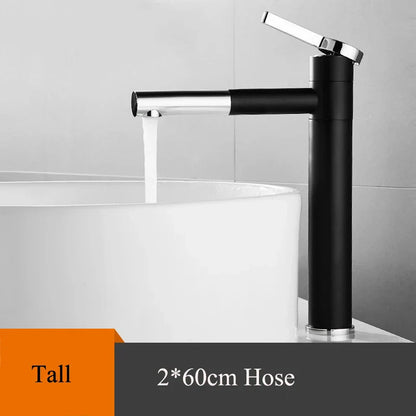 DecorBites™ Black Brass Bathroom Sink Faucet Deck Mounted Vessel Mixer Water Tap