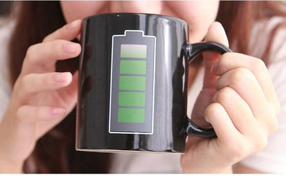 Creative Battery Magic Mug Positive Energy Color Changing Cup Ceramic Discoloration Coffee Tea Milk Mugs Novelty Gifts