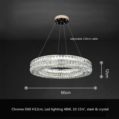 Lámpara colgante LED de cristal DecorBites™: Lámpara de acero de lujo para recibidor o comedor modernos.