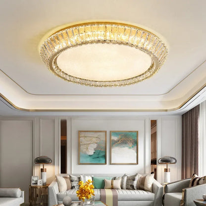 DecorBites™ Gold Crystal Glass LED Ceiling Light for Dining Living Room