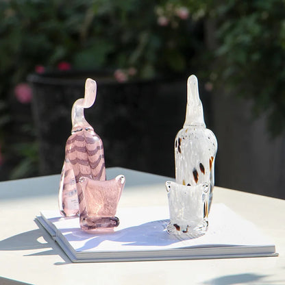 Figura de gato de cristal DecorBites™ | Estatua decorativa de gatito para decoración del hogar