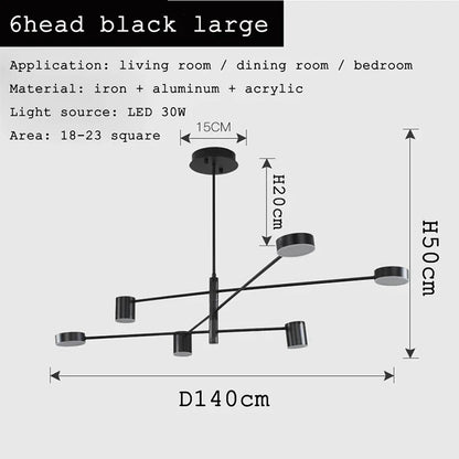 DecorBites™ Black Gold White LED Chandelier: Stylish Nordic Loft Lamp for Livingroom & Bedroom