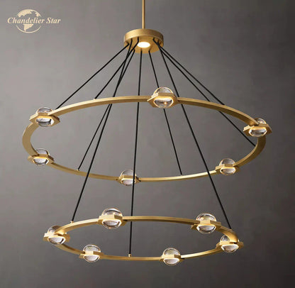 DecorBites™ Éclatant Two-Tier Round Crystal Chandelier for Living & Dining Room
