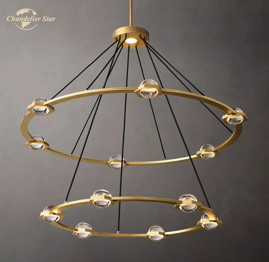 DecorBites™ Éclatant Two-Tier Round Crystal Chandelier for Living & Dining Room