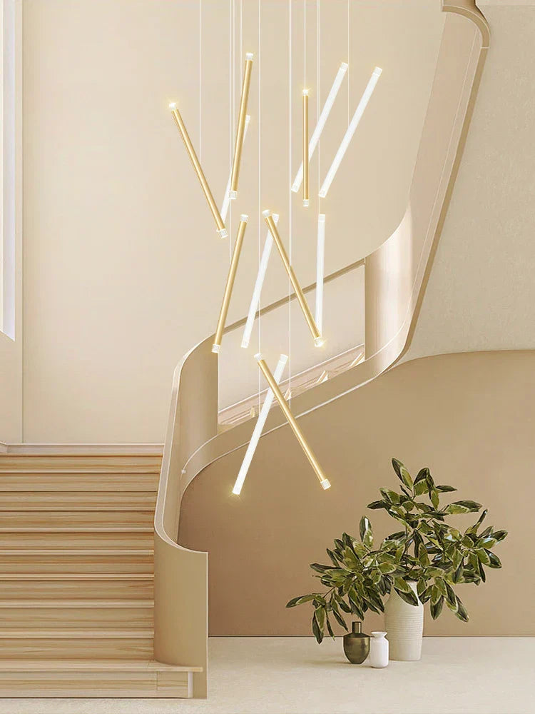 ثريا ديكوربايتس™‎ LED دائرية سوداء اللون لدرج دوبلكس علوي - ديكور إضاءة داخلي