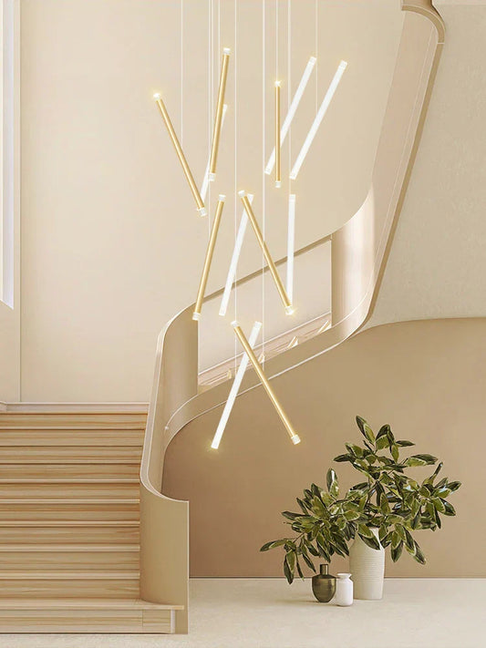 ثريا ديكوربايتس™‎ LED دائرية سوداء اللون لدرج دوبلكس علوي - ديكور إضاءة داخلي