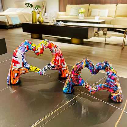 Esculturas DecorBites™ de gestos de amor - Figuras de arte pop con forma de mano en forma de corazón