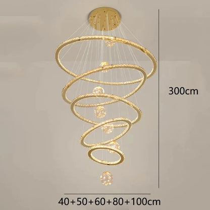 DecorBites™ Crystal Chandelier Stair Pendant Lamp Living Room Pendant Lights Interior Lighting