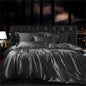 Decobites Mulberry Silk-blend Satin Duvet Cover Set for King & Queen Beds