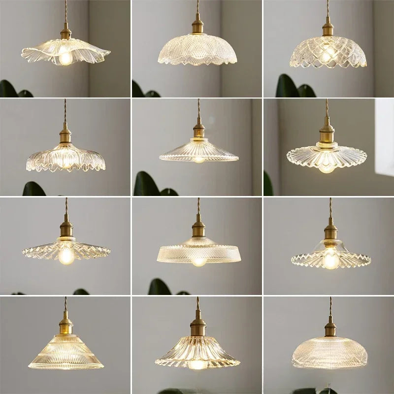 Retro Floral Glass Pendant Light