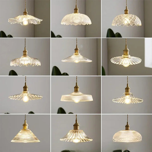 Retro Floral Glass Pendant Light