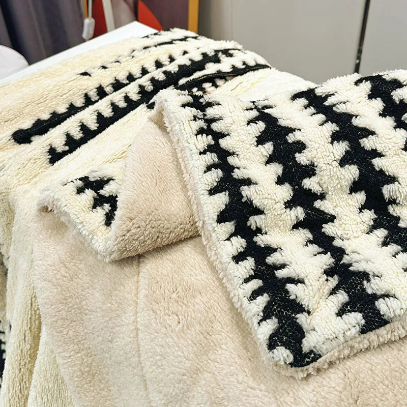 DecorBites™ Double Layer Lamb Fleece Blanket: Soft & Warm for Office, Bedroom, Sofa.