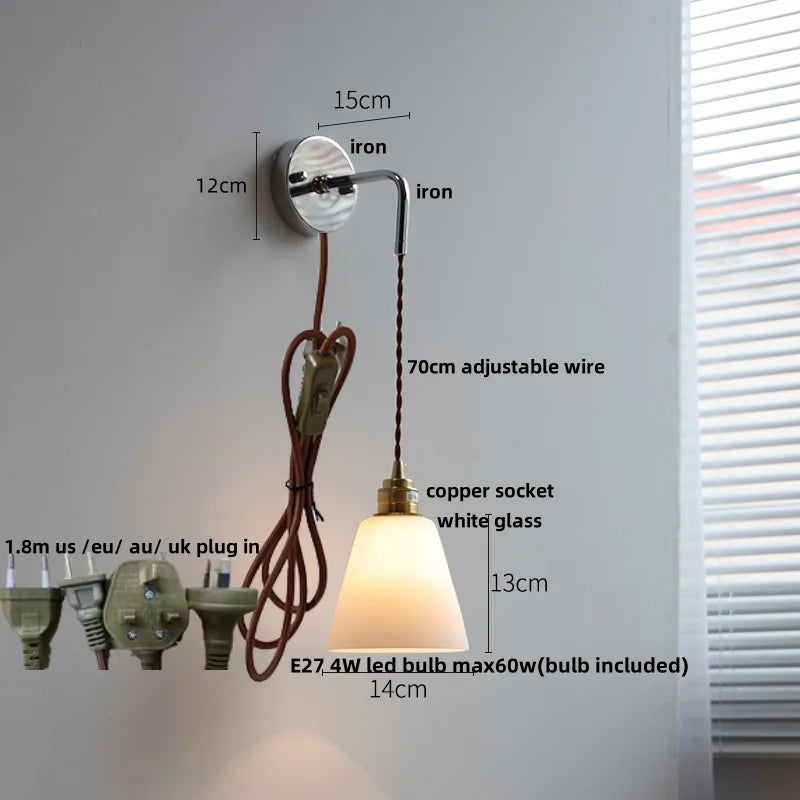 DecorBites™ LED Glass Wall Light Fixture Bedroom Aisle Study Modern Adjustable Bedside Lamp