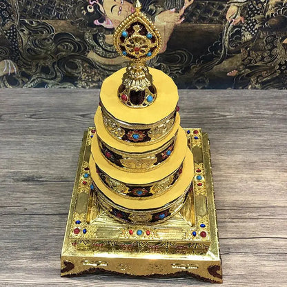 DecorBites™ Eight Auspicious Buddha Alloy Plates for Temple Worship and Meditation