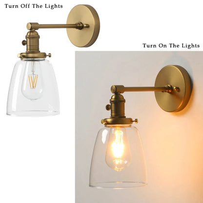 DecorBites™ Industrial Dome Glass Wall Sconce Light - Single Fixture with Clear Shade