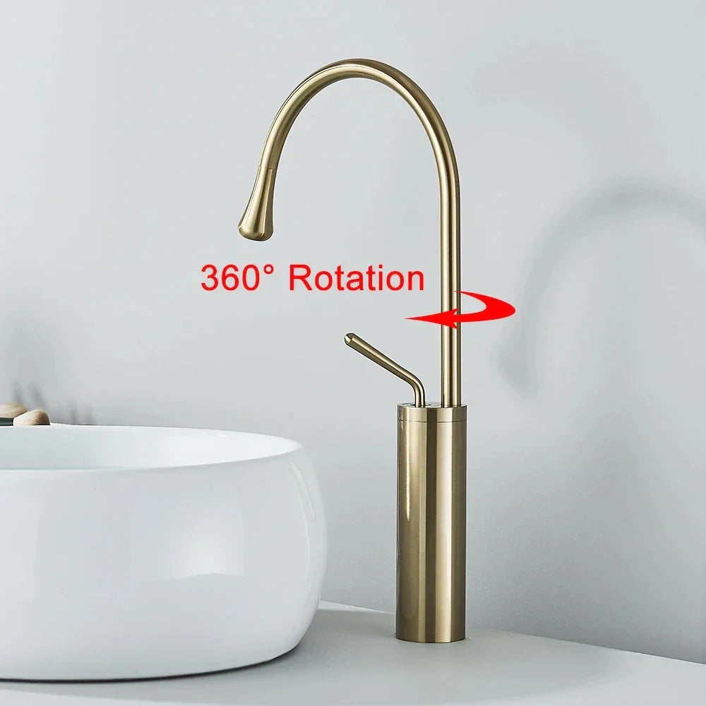 DecorBites™ Gold Waterfall Wine Glass Basin Faucet - Single Lever Bathroom Mixer