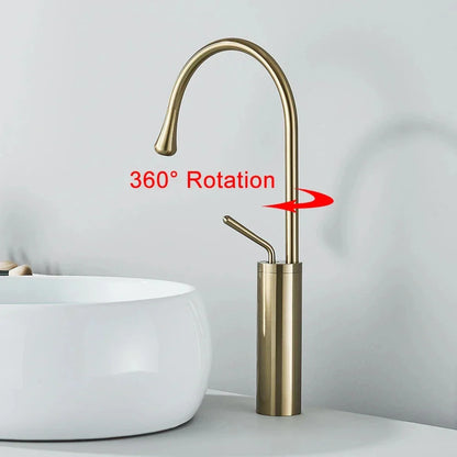 DecorBites™ Gold Waterfall Wine Glass Basin Faucet - Single Lever Bathroom Mixer