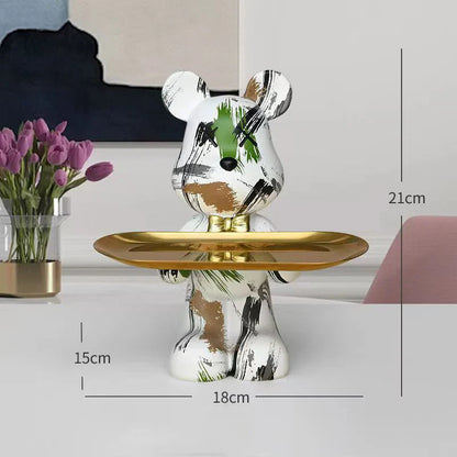 DecorBites™ Graffiti Bear Figurine: Modern Home Decor Statue for Keys Storage Shelf