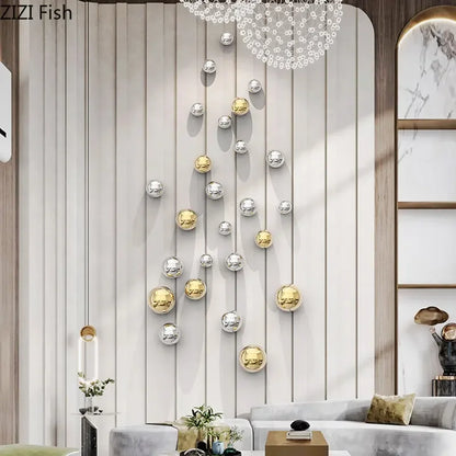 DecorBites™ Gold Ball Wall Decoration Ornaments Room Aesthetics Living Background Display