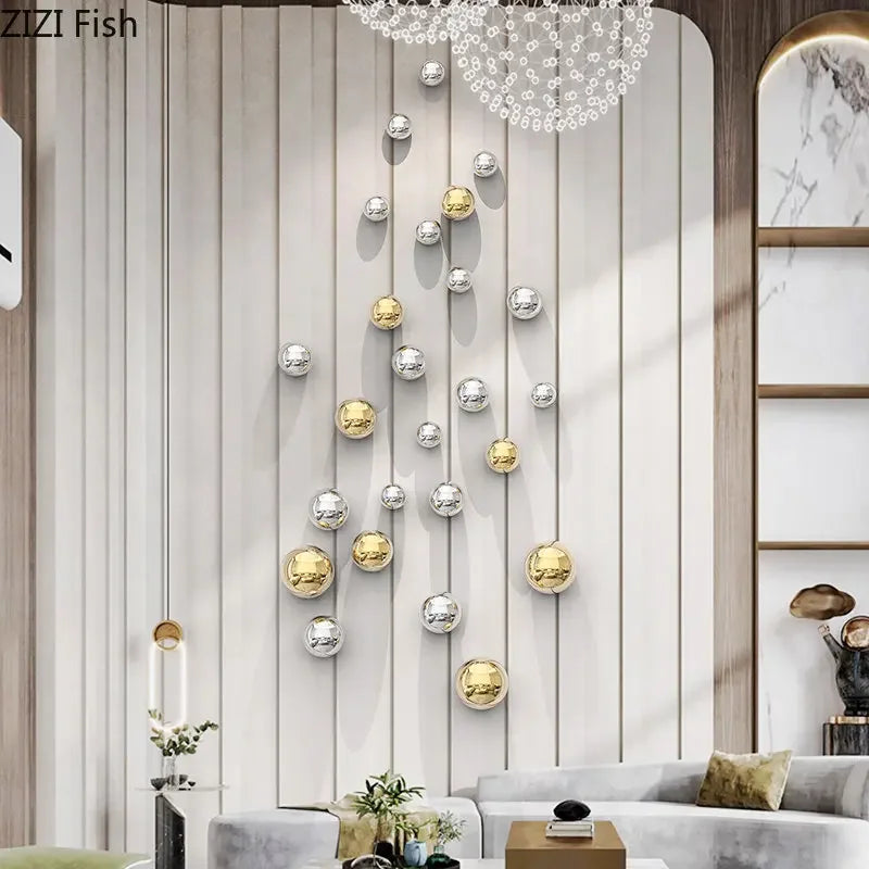 Decorbites™ Decoración de Pared con Bolas Doradas Ornamentos Estética de Habitación Fondo de Exhibición para el Hogar