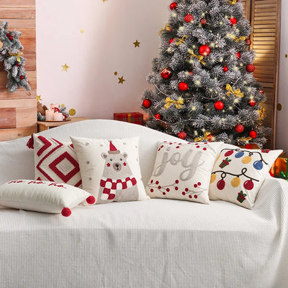 DecorBites™ Christmas Day Embroidered Pillowcase for Living Room Sofa, Party Decor