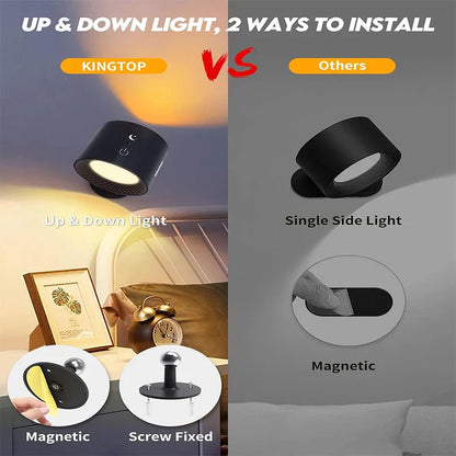 DecorBites™ Double Head LED Wall Lamp Touch Control Remote, 360° Rotation, USB Rechargeable