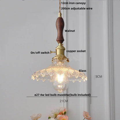 DecorBites™ Clear Glass LED Pendant Lights with Copper Knob Switch for Dining Room