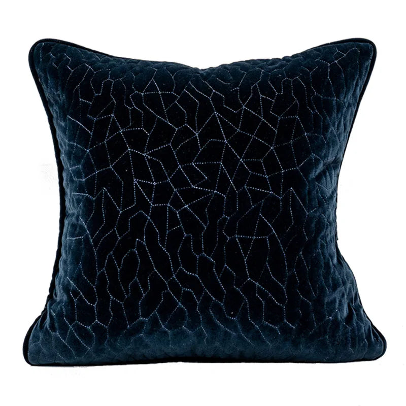 Navy Velvet Embroidered Cushion