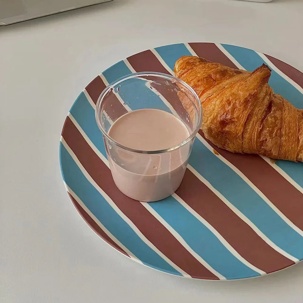 DecorBites™ Korean Style Round Bamboo Fiber Dining Plate for Desserts, Fruits, and Cakes