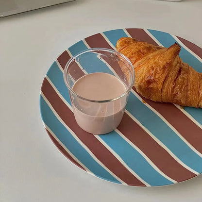 DecorBites™ Korean Style Round Bamboo Fiber Dining Plate for Desserts, Fruits, and Cakes