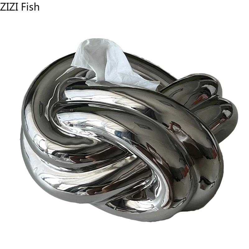 DecorBites™ Ceramic Knot Tissue Box Paper Extractor Porcelain Napkin Holder Modern Decoration