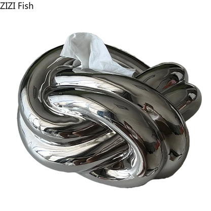 DecorBites™ Ceramic Knot Tissue Box Paper Extractor Porcelain Napkin Holder Modern Decoration