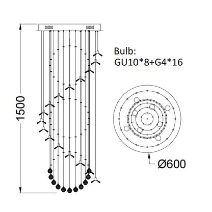 DecorBites™ Elegant Crystal Chandeliers for High Ceiling Living Room Foyer Staircase Lighting