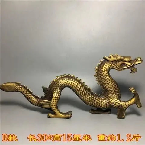 DecorBites™ Large Copper Dragon Ornament Feng Shui Craft Gift Antique Collectible