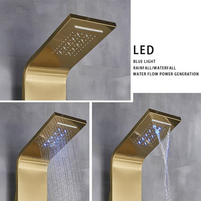 DecorBites™ LED Blue Light Shower System with Temperature Display, Massage Column, Waterfall Rainfall