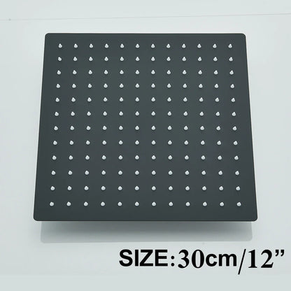 DecorBites™ 12" Matte Black Rainfall Shower Head Set with Shower Arm